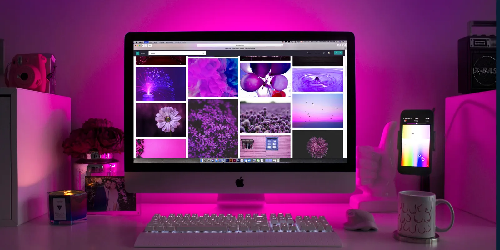Modern colorful desktop workspace